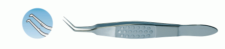 XF-456T Utrata Capsulorexis Forceps Angled, Grasping Tips, Long Handle